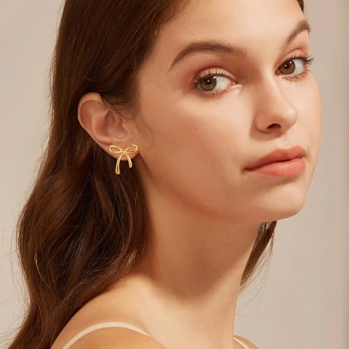 Gold Silver Bow Stud Earring for Women Simple Bow Jewelry Everyday Earrings 10mm-25mm2