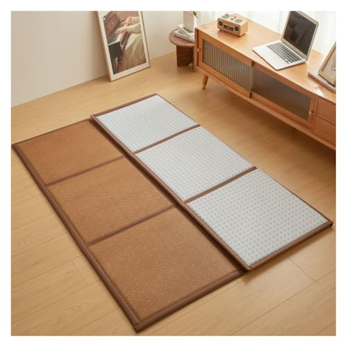 HMTBQT Alfombra de Suelo Tatami Japonés Colchón Futón Plegable Colchoneta Tapete(Brown,200x200cm)