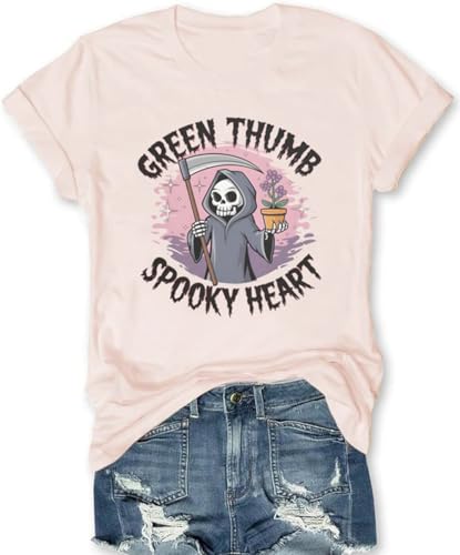 Green Thumb Spooky Heart Halloween Tee for Women, Sizes M,L,XL - image 1