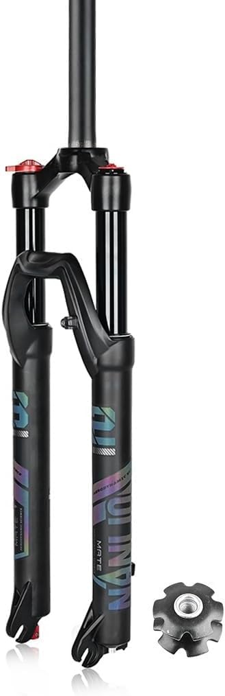 HOMSXPAC 26" 27.5" 29" Mountain Bike Air 1-1/8" Straight/Tapered Forks Travel 120mm QR 9mm Disc Brakes Front Fork Rebound Adjust(Straight-manual,26")