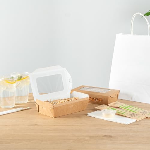 Restaurantware Cafe Vision 28 Ounce Food Boxes 50 Greaseproof Baked Goods Gift Boxes - Built-In Clamshell Lid 2 Windows Kraft Paper Brownie Boxes For Meals And Desserts by Restaurantware - Image 7
