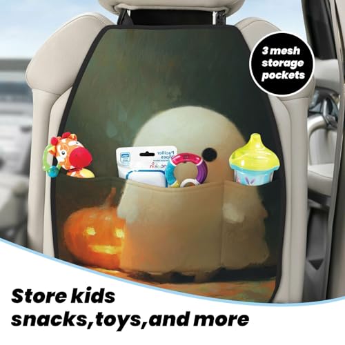 Protectores de asiento trasero White Ghost de calabaza de Halloween, pack de 2 5