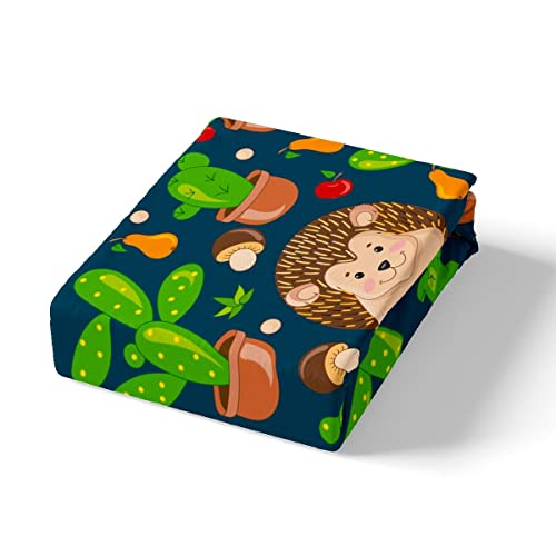 Erosebridal Hedgehog Bedding Set Twin For Boys Kids Kawaii Comforter Cover Cute Animal Hedgehog Duvet Cover Green Botanical Cactus Girls Teens Mushroom Bedding Collections With 1 Pillowcase #TOP3