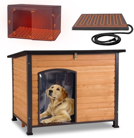 GUTINNEEN Heated Dog House Outdoor Insulated Dog House Weatherpro...