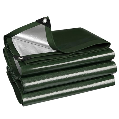 Lona impermeable de 10 x 15 m, revestimiento reversible de polietileno resistente, lona de 0,2 mm de grosor, para tienda de campaña, barco, caravana o cubierta de piscina, con ojales, resistente a los