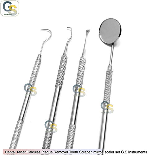 Dental Tarter Calculas Plaque Remover Tooth Scraper, Mirror, Scaler Set G.s Instruments #TOP1
