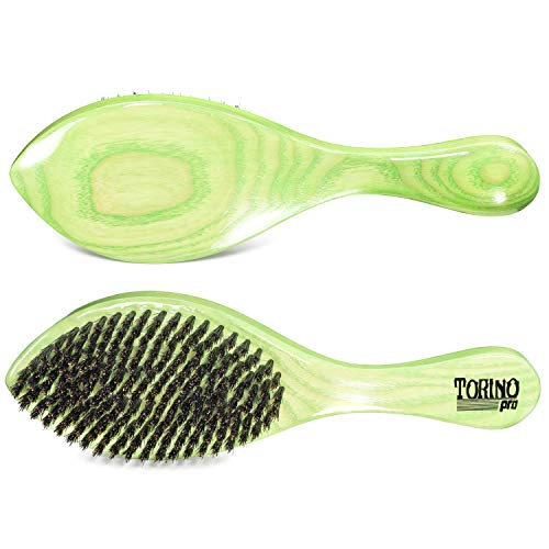 Torino Pro Medium Curved Wave Brush By Brush King #1960-360 Curved Medium - Extra firm Medium bristles with Wavy design handle - for 360 waves - Great for coarse hair wavers
