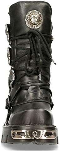 New Rock M.391-S1 Men's Black Metallic Reactor Skull Devil Goth Punk Leather Calf Boots 6 | Image 4