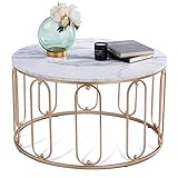 Ivinta Modern Round Coffee Table for Living Room 31.5 inch White Tables with Marble Finish Tea Table...