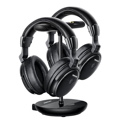 SIMOLIO SM829D2 Digitale kabellose Kopfhörer für Fernseher mit optischem Anschluss, TV Funkkopfhörer, Balance & Klangregelung, Lautstärkeregelung, Ersatzakku, 30m Reichweite, Basisversion