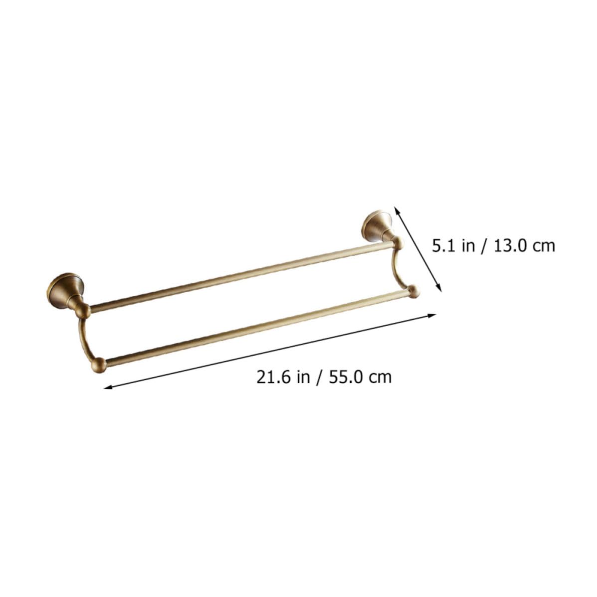 Portasciugamani Doppio da Parete 55cm in Ottone Bronzato
