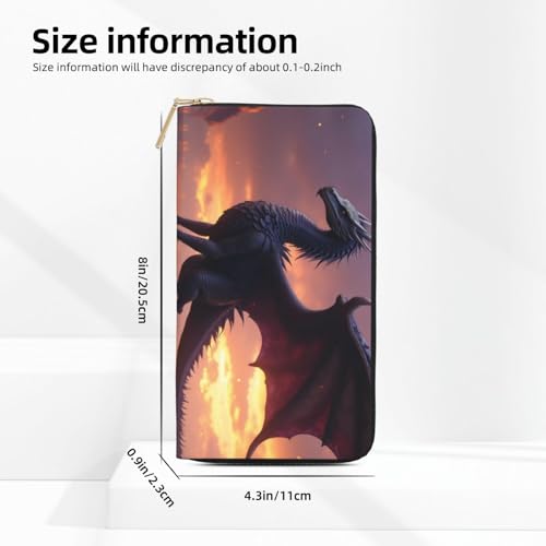 Dark Elegant Dragon Print Wallet Women, Leather Bifold Multi Card Wallet, Long Purse Women's Wallets2