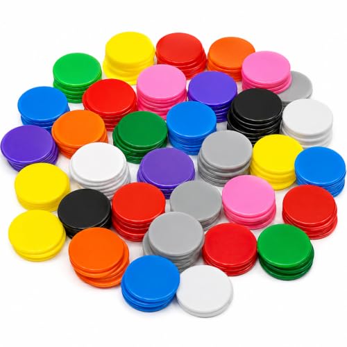 100 Pcs Bingo Chips, 19mm Coloured Plastic Counters, Assorted Marker Tokens
