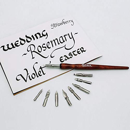 Mont Marte Signature Calligraphy Dip Pen Set, 9 Nibs, Includes Wooden Dip Pen Handle, Interchangeable Nibs, Suitable For All Calligraphic Writing Styles #TOP2