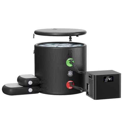 Ice Bath Chiller & Cold Plunge Tub Kit, 1/3HP Cold Plunge Chiller with Built-in Pump & Filter, XL 120 Gal Ice Pod Pro with Steps, Cold Plunge Tub with Water Chiller for Cold Therapy Recovery
