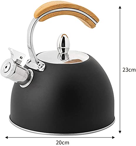 Bouilloire sifflante en acier inoxydable de 3L avec poignée en bois rétro - 8