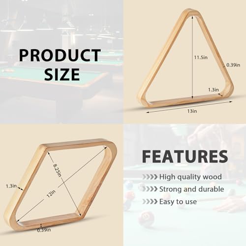 image for ShinyRelief 22 Set Pool Table Brush Set Wooden Billiard Rack 8 or 9 Ba