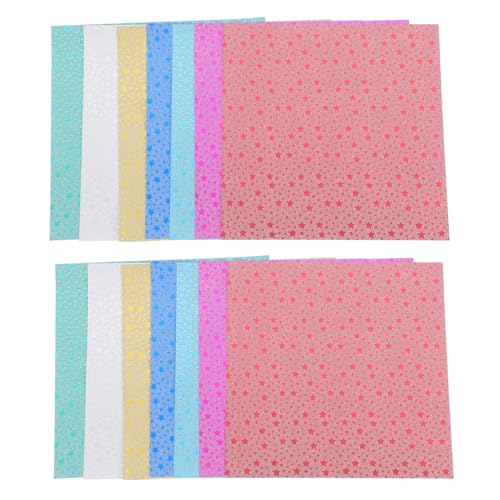 HOMSFOU 28個グリッターカードストック 折り紙 光沢のある正方形折り紙 カラーカードストック スクラップブッキング用紙 クラフト用アート和紙 両面カラー紙