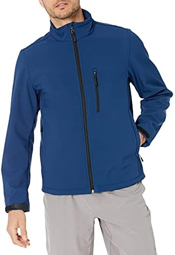 Amazon Essentials Men's Water-Resistant Softshell Jacket, Navy, Medium