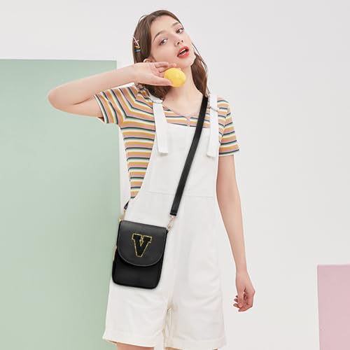 Image of Viverte Crossbody Purse for Teen Girls Small Initial Cell Phone Toddler Purse Leather Triple Compartment Crossbody Bags