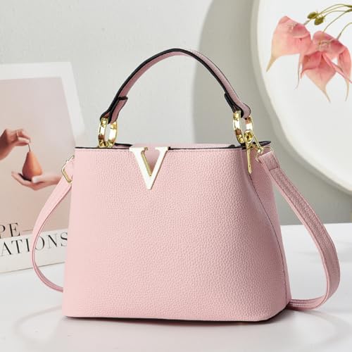 Image of Satchel Bag for Women, Crocodile Leather Purse Top Handle Purse Small Crossbody Handbag Women's Shoulder Tote Bag (pink-1)