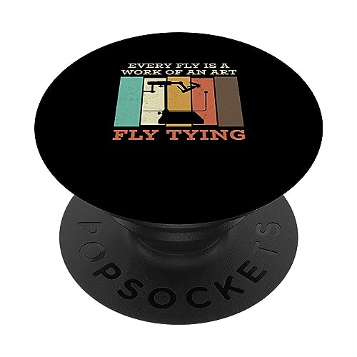 Vintage Every Fly Is A Work Of An Art A Fly Fishing Fly Tyer PopSockets Swappable PopGrip, Black
