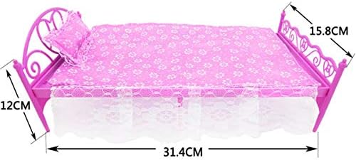 Gojiny Miniature Dollhouse Furniture, 8Pcs Princess Furniture Accessories Kids Gift 1xDresser Set + 1x Sofa Set+1xBed Set + 5x Hangers for Barbie Doll