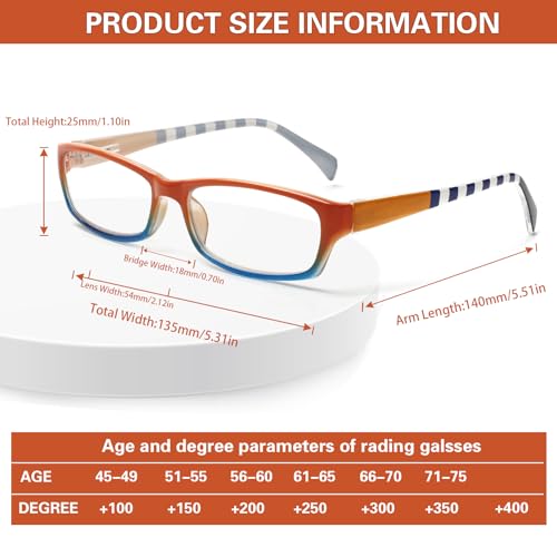 Image of Kerecsen Computer Reading Glasses for Women Blue Light Blocking Glasses for Reading Fashion Pattern Print Eyeglasses for Womens(Mix Color -5, 6.00)