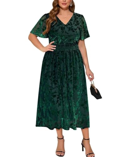 Image of TIYOMI Plus Size Velvet Dress for Women Formal Cocktail Satin Dresses for Wedding Guest XL-5XL (14W-28W)