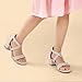 Hehainom Girls Dress Shoes Sandals High Heels Ankle Strap Toddler Little Big Kid Flower Girl Wedding Party Dress Sandals(Nude Nubuck 4 M US Big Kid)