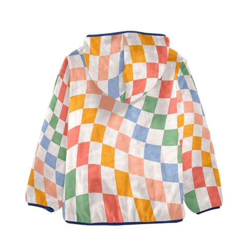Colorful Chessboard Checkered Retro Toddler Jackets for Boys Winter Outerwear Kids 3T-10T2