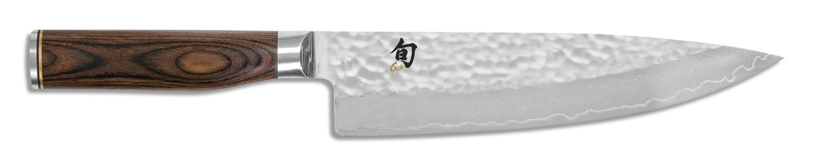 KAI Shun Premier Tim Mälzer Set de regalo – Exclusivo cuchillo de chef de 20 cm con hoja de acero damasco + delantal de alta calidad – para profesionales y cocineros aficionados – elegante caja de