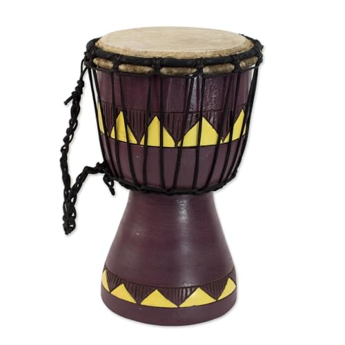 Djembe en bois NOVICA Afrique Aubergine en cuir violet, le cadeau idéal