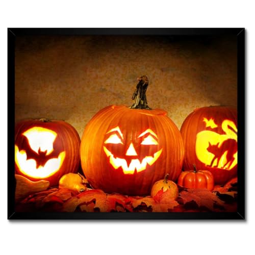 Poster citrouilles d'Halloween avec cadre blanc pour sublimer un mur vide