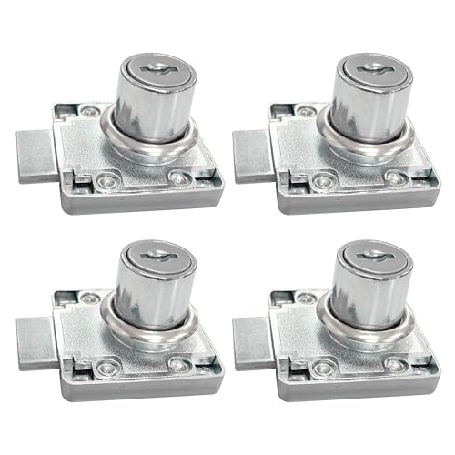 Highdecora Cabinet Locks, 19mm Cylinder Cam Drawer Lock, 22mm Length, Chrome Finish, 4-Pack with 8 Keys