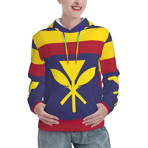 Sweat à capuche drapeau Hawaï pour femme vêtement hiver doux confortable