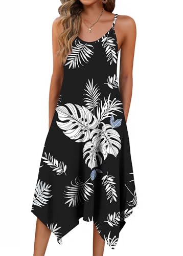 Image of Zeagoo Women Summer Midi Dresses 2026 Hawaiian Bohemian Beach Cover Up Sundress Spaghetti Strap Casual Dress with Pockets