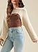 RPYHF Women's Bolero Knit Shrug Cropped Sweaters Casual Long Sleeve Crop Tops Loose Pullovers Apricot