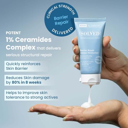 Image of The Solved Skin Barrier Repair Intense Moisturiser | Deeply Hydrating, Soothing Cream for Dry, Flaky & Sensitive Acne-Prone Skin | 50ml (Pack of 1)