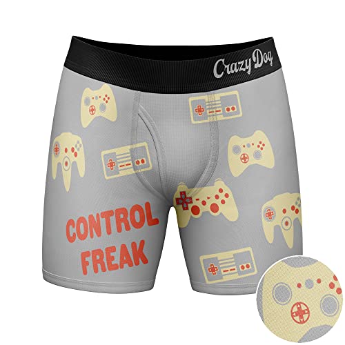 Crazy Dog T-Shirts 022CONTROLFREAKBOX-L Mens Control Freak Boxer Briefs Funny Video Game Gamer Gift Graphic Novelty Underwear Funny Graphic Boxers Dad Joke Funny Gamer Mens Novelty Boxer Briefs Control L thumb #1