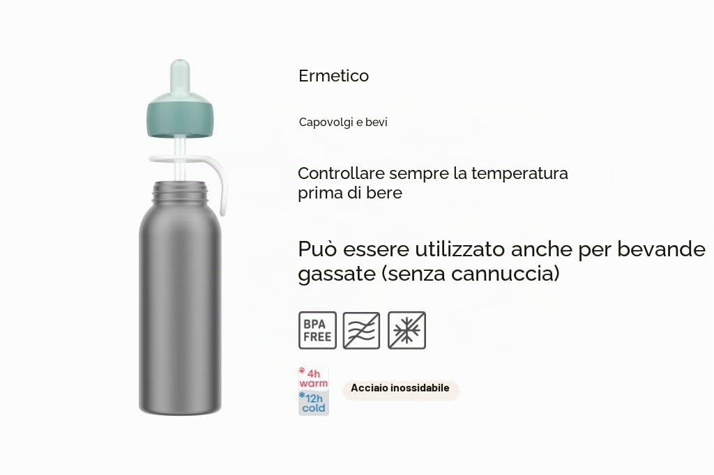 Mepal - Borraccia Ermetica Flip-up Campus - Borracce Ermetiche per Bambini - Borraccia in Acciaio Inox - 4 Ore di Calore e 12 Ore di Freschezza - Senza BPA - 350 ml - Spiderman