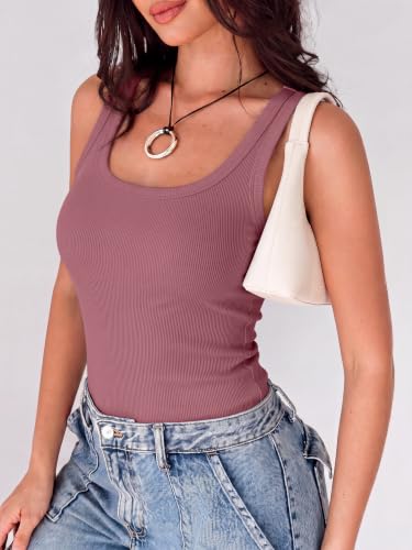 Image of ANRABESS Womens Square Neck Ribbed Tank Tops 2026 Summer Sleeveless Shirts