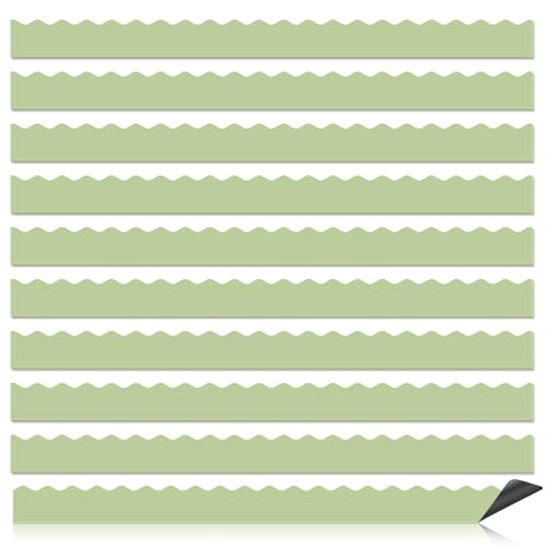 30 Pcs Magnetic Borders for Classroom Whiteboard - Light Green Magnetic Bulletin Board Border Set - Scalloped Chalkboard Border Strips for Teachers, Parents, DIY Home,School & Office Decoration