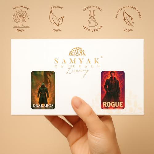 Image of Solid Perfume for Men Duo - Drakaros & Rogue | 10g x 2 (20g Total) | Long-Lasting Alcohol-Free Solid Cologne | Aromatic Citrus & Warm Vanilla Fragrance | Pocket Travel Perfume Balm for Men