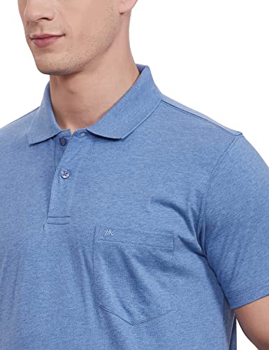 Image of Monte Carlo Mens S.Blue Plain Collar T-Shirt |22203401-167