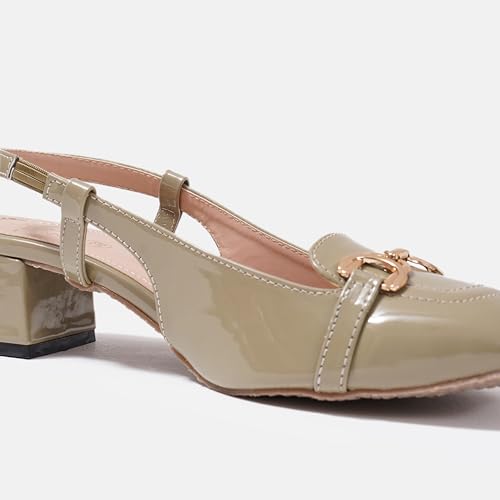 Image of JM LOOKS Womens Slingback Block Heels Closed Square Toe Dress Work Slip on Back Strap Business Pumps