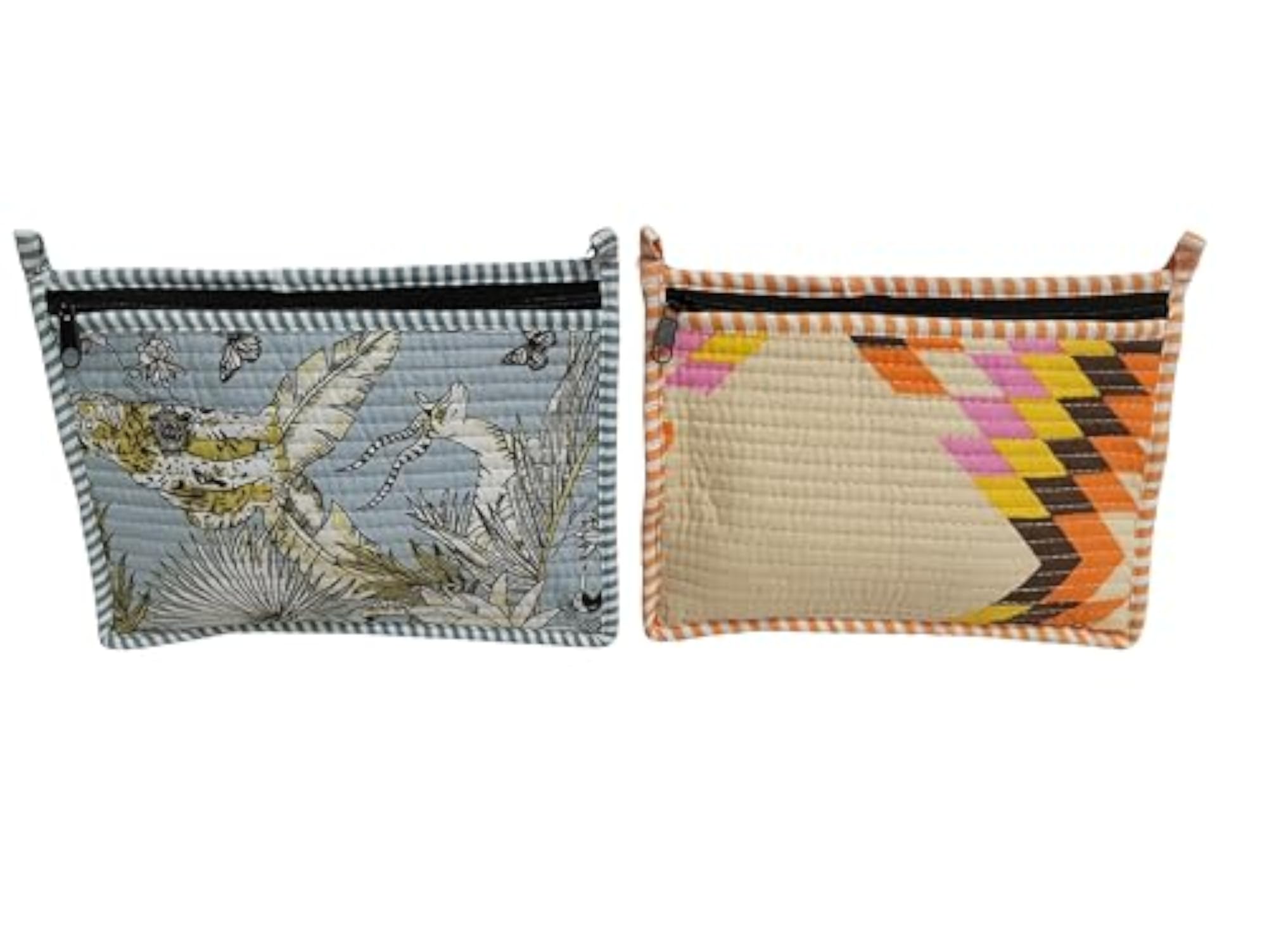 Handblock Floral Print Quilted Multipurpose Coin Currency Pouch
