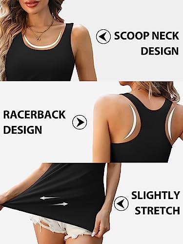 Image of V FOR CITY Womens Unpadded Shelf Bra Tank Tops Racerback Workout Camis Yoga Shirt Cotton Undershirt 2 Pack