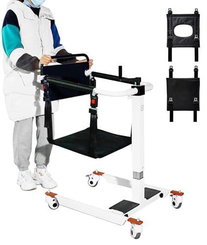 AIBOTY Silla elevadora de Pacientes, Ajustable en Altura/Anchura, Silla de Transferencia, Silla de Ruedas de Transferencia con Palanca de Elevación Manual, Ayuda de Elevación de Cabecera