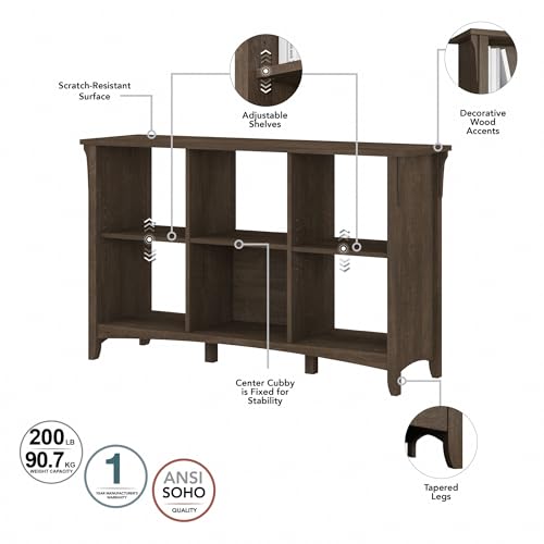 Bush Furniture Salinas 6 Cube Organizer in Ash Brown, Office Storage Solution, Home Organizer with Open Shelving, Compact Unit for Books and Supplies - Image 6